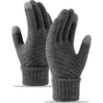 Rukavice Rukavice zimní dotykové teplé pletené | zimní rukavice, pletené rukavice - Tmavě šedá,Jedna velikost