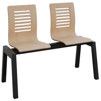 CARMEN 2, dřevěná lavice do čekárny, 2-sedák, dub bělený, kostra černá