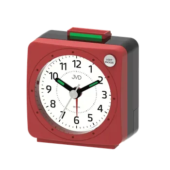 Budík JVD Červený nejlevnější baterkový budík JVD SR220.11 s osvětlením