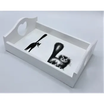 Podnos s vykrojeným srdcem, Kočky 30 x 20 cm (Tácy s kočkou, kočka)