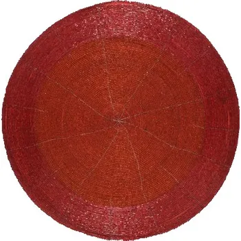 prostírání Vánoční kulaté prostírání červené korálky, 35x0,1cm