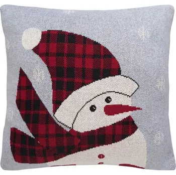 Polštář SCANquilt pletený povlak DESIGN káro sněhulák šedočerná 45 x 45 cm