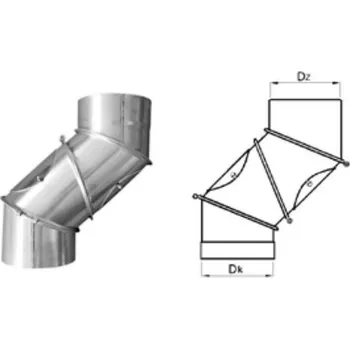 Kouřovod Karl Koleno regulované 4 segmentové s čistícími otvory, průměr 180mm (síla 1mm) - nerez