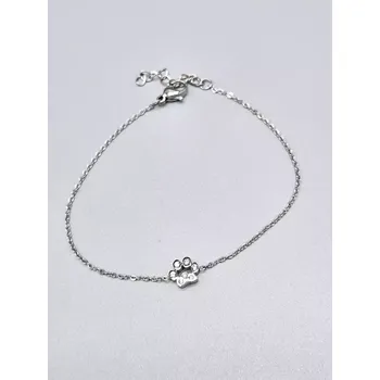 Náramek Ocelový náramek - Tlapka zdobená malá ve stříbrném provedení