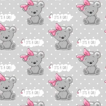 látková plena ATK Flanelová plena 50 x 60 cm Medvídek s mašlí šedá