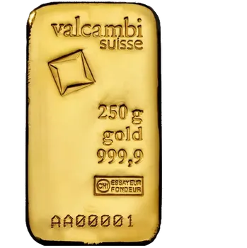 Sběratelství Valcambi - Zlatý investiční slitek litý - 250 g