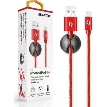 Datový kabel Datový kabel ALIGATOR PREMIUM 2A, Lightning červený