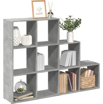 Knihovna vidaXL Knihovna/dělící stěna 3patrová 137,5x29x103,5 cm kompozit [857980] Barva: Betonová šedá
