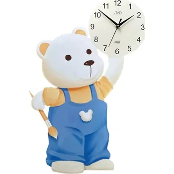 Dětské nástěnné hodiny JVD medvídek s tichým chodem HJ106