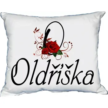 Dekorativní polštářek Polštář s dámským jménem OLDŘIŠKA Bílý (polštářek dámské jméno )