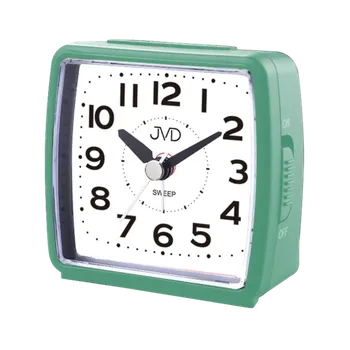 Budík JVD Zelený tichý ručkový budík s LED osvětlením s plynulým chodem JVD SRP7602.1