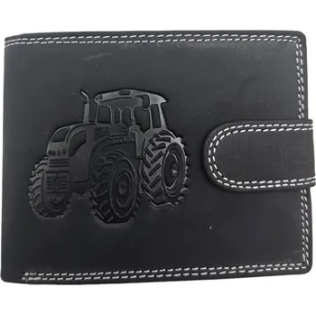 Kožená peněženka s přeskou Traktor - hnědá Barva: Černá