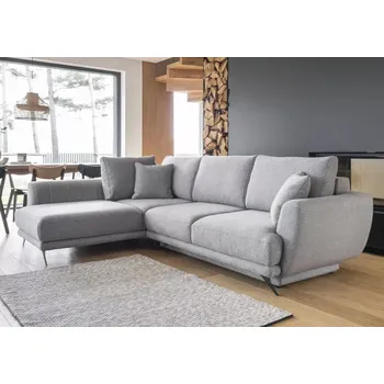 Obývací pokoj Rohová sedací souprava Lada, levá, sv. šedá (Gusto 86)