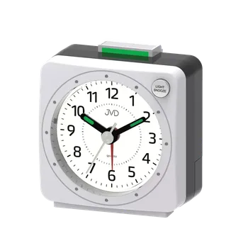 Budík JVD Stříbrný nejlevnější baterkový budík JVD SR220.15 s osvětlením