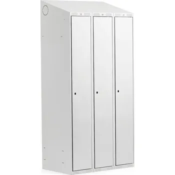 Šatní skříň Šatní skříňka CLASSIC, šikmá střecha, 3 sekce, 1900x900x550 mm, šedá, šedé dveře