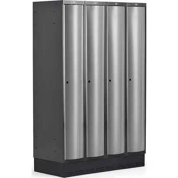 Šatní skříň Šatní skříňka CURVE, 4 sekce, 1890x1200x550 mm, sokl, šedé dveře