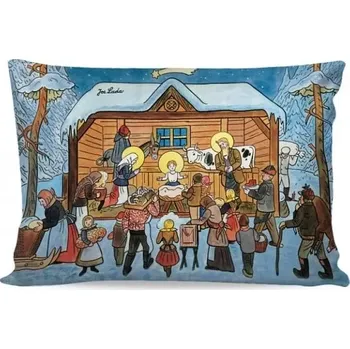 Povlak na dekorativní polštářek Povlak Josef Lada - BETLÉM V ZIMĚ
