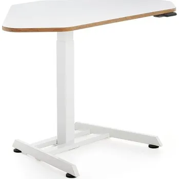 Psací stůl Výškově nastavitelný stůl NOVUS, rohový, 1200x750 mm, bílá podnož, bílá