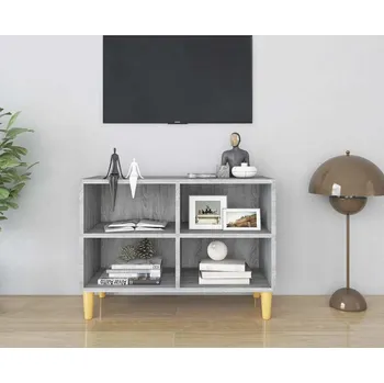Obývací pokoj vidaXL TV stolek nohy z masivního dřeva 69,5 x 30 x 50 cm [805925] Barva: šedá sonoma