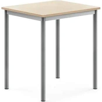 Jídelní stůl Stůl BORÅS, 700x600x760 mm, stříbrné nohy, HPL deska, bříza