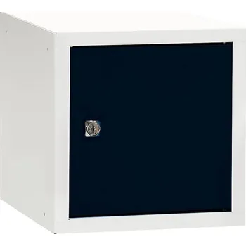 Šatní skříň Box na osobní věci CUBE, uzamykatelný, 270x270x350 mm, bílá/černé dveře