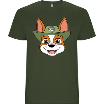 Dětská móda Tričko Tlapková patrola - Paw Patrol se všemi postavičkami Velikost: 11/12 let - vel. 146/152, POSTAVA: Tracker - olivová