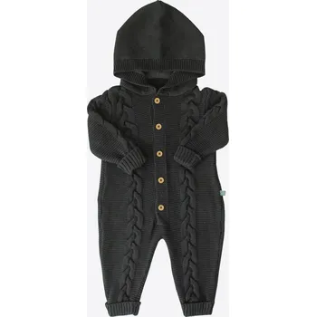 Kojenecká souprava kitikate PLETENÝ OVERAL S KAPUCÍ ČERNÝ_S61833 Velikost: 9 - 12 MĚSÍCŮ