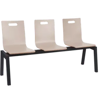 MEGAN 3, dřevěná lavice do čekárny, 3-sedák, světlá káva, kostra černá