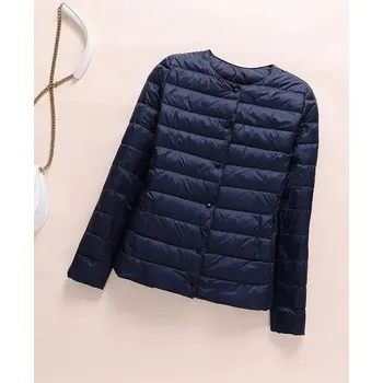 Dámská parka Krátká prošívaná bunda hřejivá Barva: Tmavě Modrá, Velikost: L