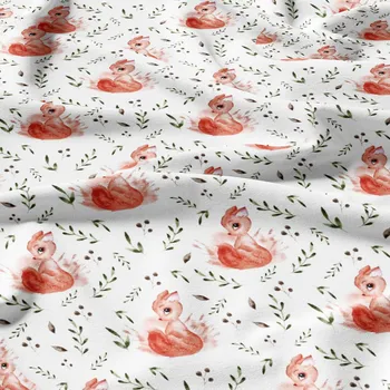 Bavlněné látky, metráž. Veverka na Bílém