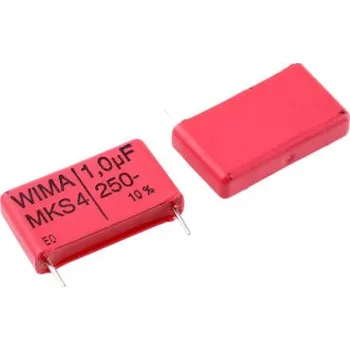 Fóliový kondenzátor, řada: MKS4 1μF ±10procent 160 V ac, 250 V dc, Průchozí otvor WIMA