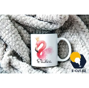 Hrnek s plameňákem (Se jménem) - Černá