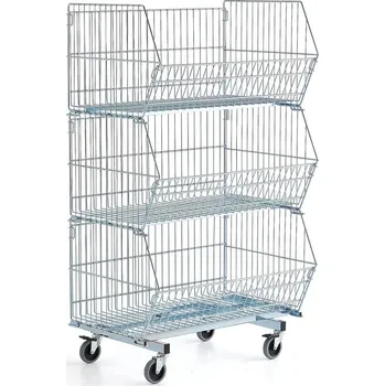 Skladový kontejner Drátěné stohovací koše s kolečky