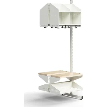 Věšák Šatní stěna ENTRY, přídavná sekce, 4 přihrádky, 1800x600x600 mm, bílá