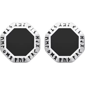 Náušnice B-TOP Náušnice z nerezové oceli s vikingskými runami Černá