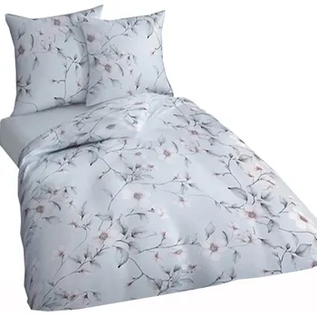 Povlečení Flanelové povlečení 140/220 + 70/90 - 5009B Květy šedé