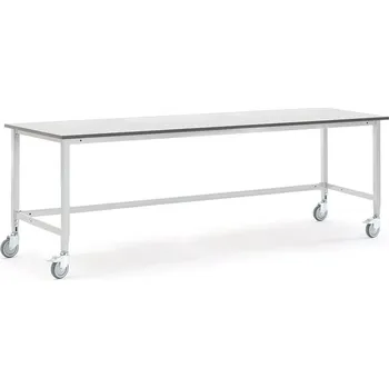 Dílenský stůl Pojízdný dílenský stůl MOTION, 2500x800 mm, šedá deska HPL