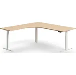 Výškově nastavitelný stůl QBUS, rohový, 2000x2000 mm, bílá podnož, dub