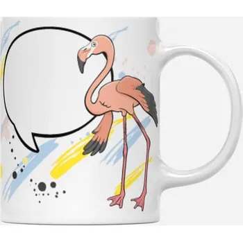 Hrnek s plameňákem s vašim textem - Růžová