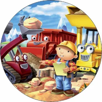 Jedlá dekorace na dort Pictu Hap – Bořek stavitel a stavební stroje 19,5 cm