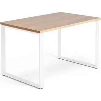 Psací stůl Psací stůl QBUS, O-podnož, 1200x800 mm, bílý rám, dub