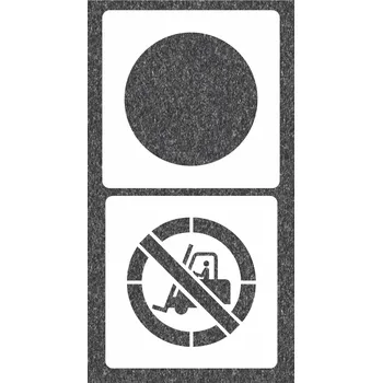 ŠABLONY PE - ZÁKAZ VÝSKOZDVIŽNÝM VOZÍKŮM 2 barvy Plast PE 1 mm symbol PE 450mm