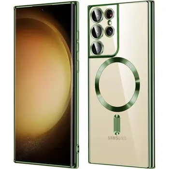Pouzdro na mobilní telefon Kryt Samsung Galaxy S23 Ultra 5G Techsuit Luxury Crystal MagSafe - tmavě zelený