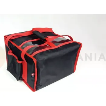 Termobox Taška na pizzu 4 x 40 cm z nylonu, zavírání na magnet, černý s červeným lemováním | FURMIS, T4M