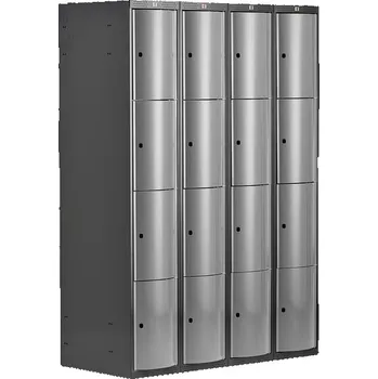 Šatní skříň Boxová šatní skříň CURVE, 4 sekce, 16 boxů, tmavě šedá, světle šedé dveře