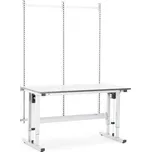 Výškově nastavitelný pracovní stůl MOTION, elektrický, se zadním rámem, 300 kg, 2000x800 mm, šedá