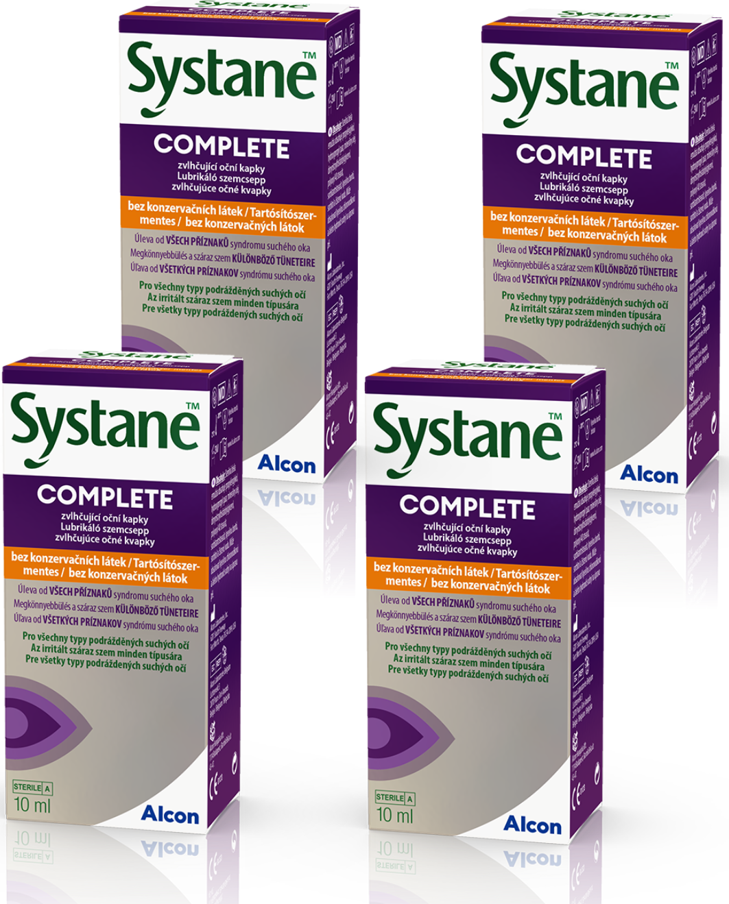 Alcon Systane Complete bez konzervačních látek výhodné balení 4x10 ml