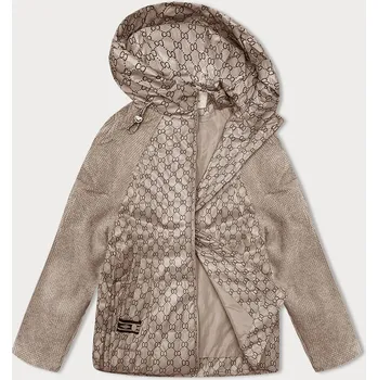 Oversize bunda ve velbloudí barvě z různých spojených materiálů Vaston pro přechodné období (F-23729-2#) odstíny béžové M (38)