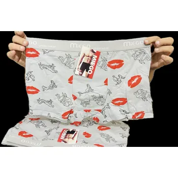 Pánské termoprádlo Bavlněné veselé boxerky Miego šedé