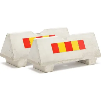 parkovací zábrana Betonová zábrana, s otvorem pro sloupek a odrazkami, šedá, bal. 2 ks